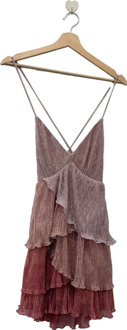 Fashion Nova Rose Gold Tiered Mini Dress XS