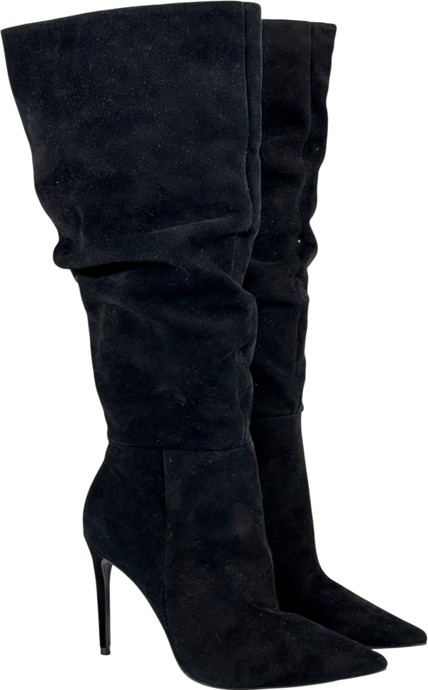 CARVELA Black Suede Knee High Boots UK 6 EU 39