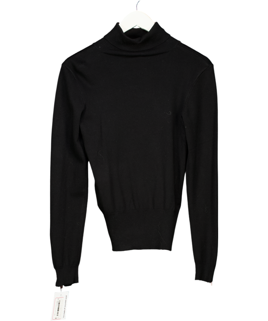 EVERLANE Black Roll Neck Rose Gold Zip Detail Jumper UK 6