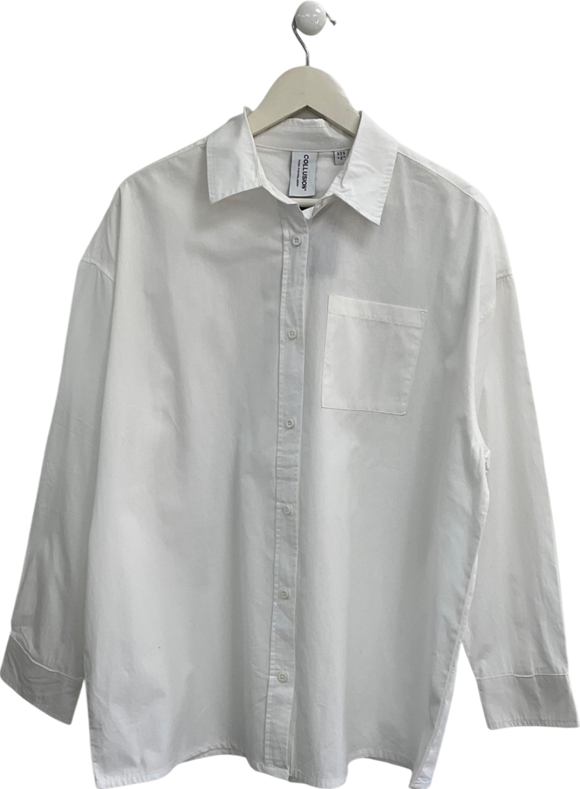 Collusion White Oversized Button Up Shirt UK 8