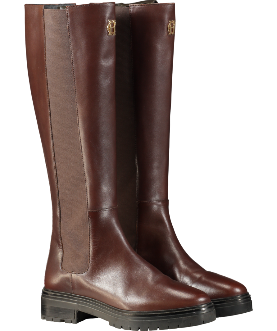 Holland Cooper Brown Astoria Leather Knee Boots - Rich Chocolate UK 7 EU 40 👠