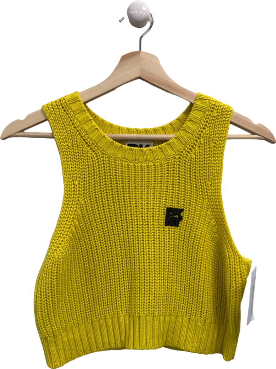 DKNY Yellow Knitted Tank Top UK M