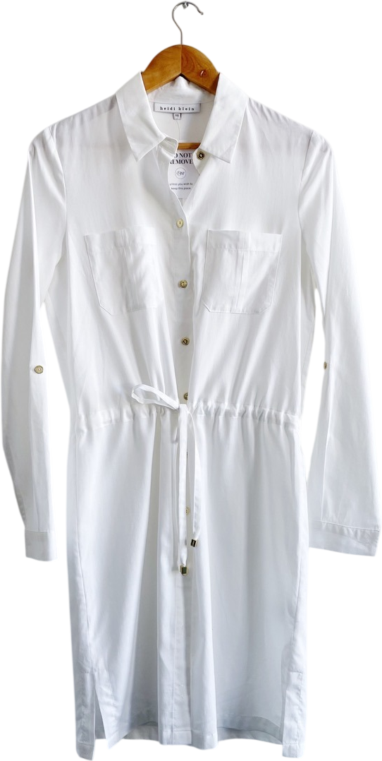 Heidi Klein Classic White Cotton Shirt Dress UK XS