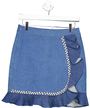 Ci Ci London Blue Embellished Denim Mini Skirt UK S