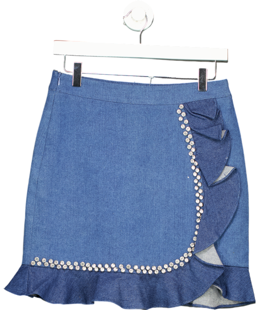 Ci Ci London Blue Embellished Denim Mini Skirt UK S