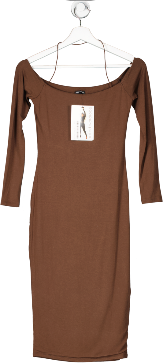 Naked Wardrobe Brown Chocolate Midi Dress UK L