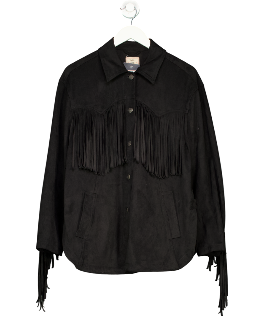 We The Free Black Fringe Out Vegan Suede Jacket UK 8