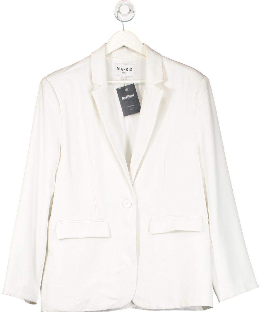 NA-KD White Oversize Straight Blazer UK 8