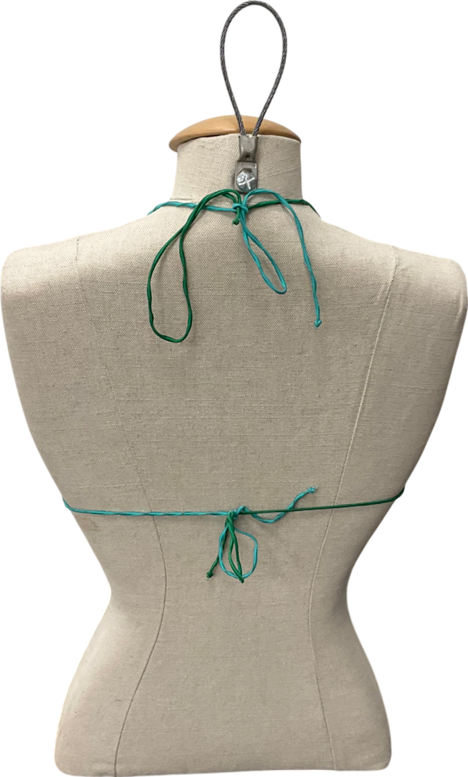 Oseree Green O-Gem Embellished Triangle Halterneck Bikini Top UK S