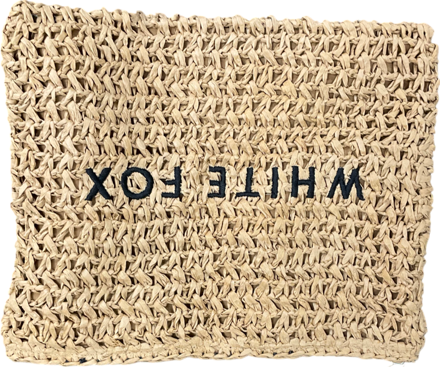 White Fox Nude Wicker Bag