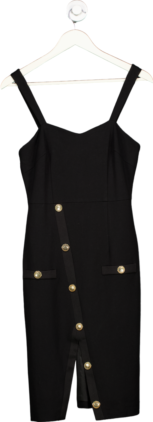 Comino Couture Black Button Detail Dress UK 10