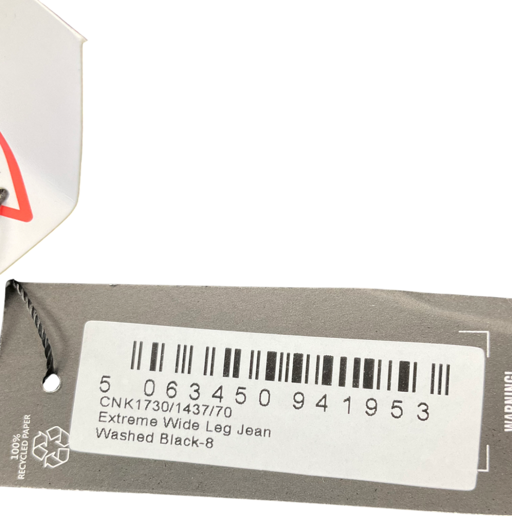 PrettyLittleThing Black Extreme Wide Leg Jeans UK 8