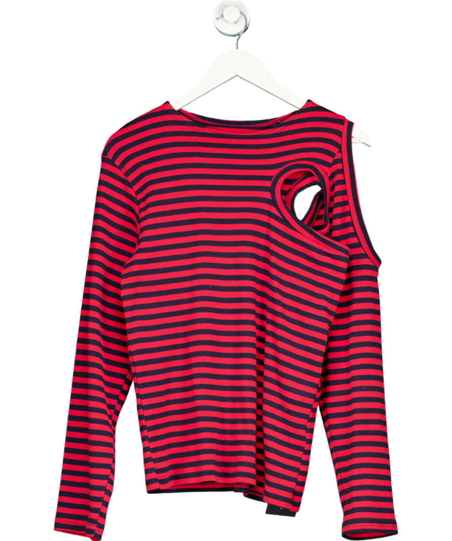The Room Antwerp Red Cut Out Striped Long Sleeve Tee One Size