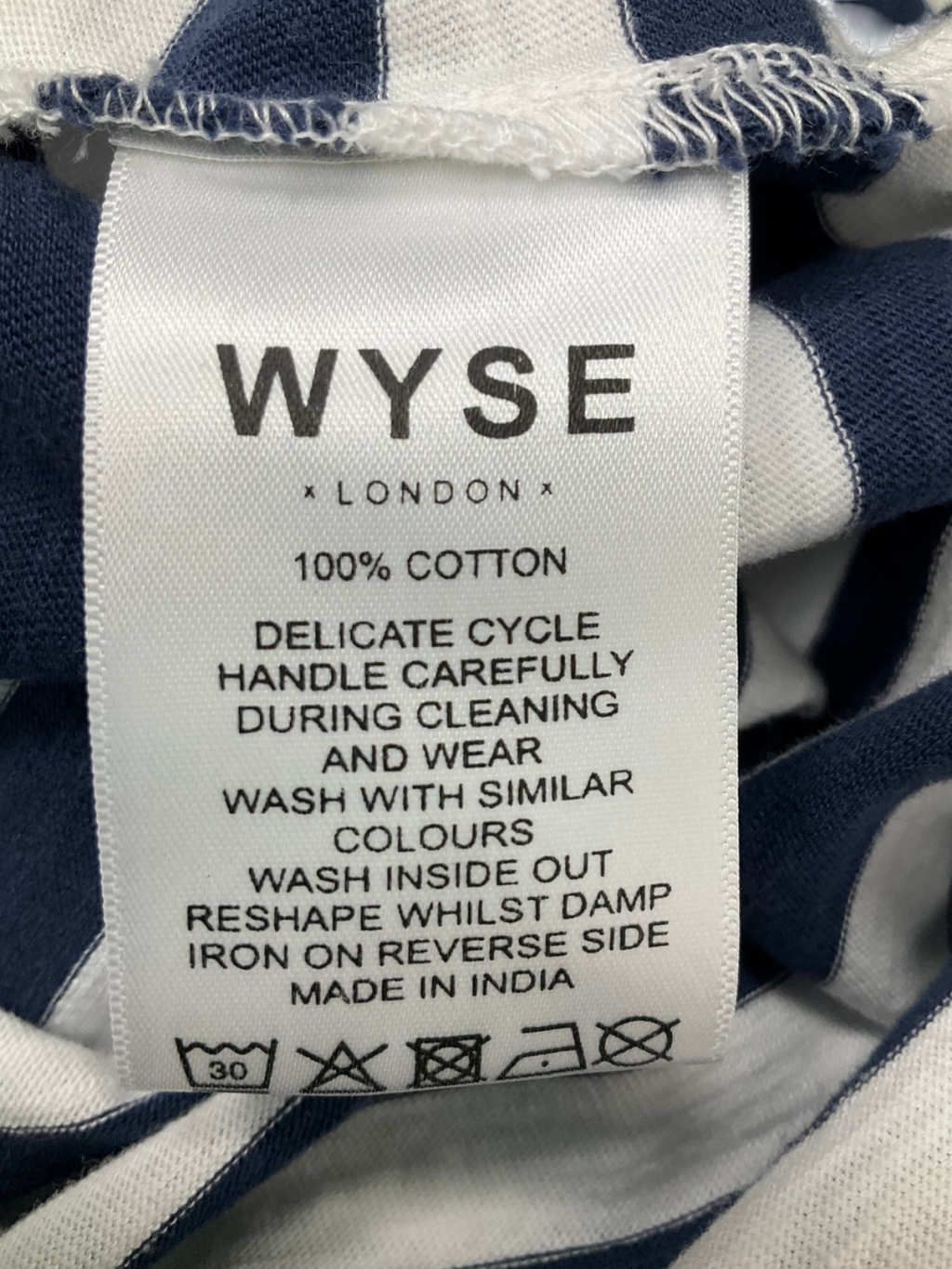 Wyse Blue Elyna Striped Long Sleeve Tee with Scallop trim UK 14