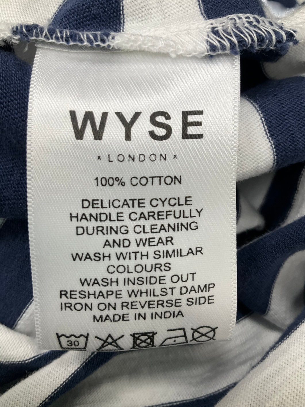 Wyse Blue Elyna Striped Long Sleeve Tee with Scallop trim UK 14