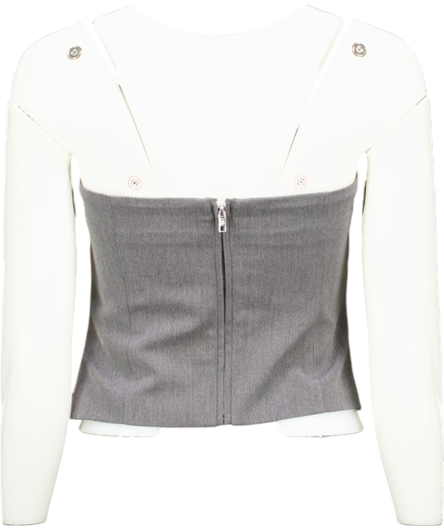 Ann Andelman Grey Pleated Cuffed Bandeau Vest Top UK XS