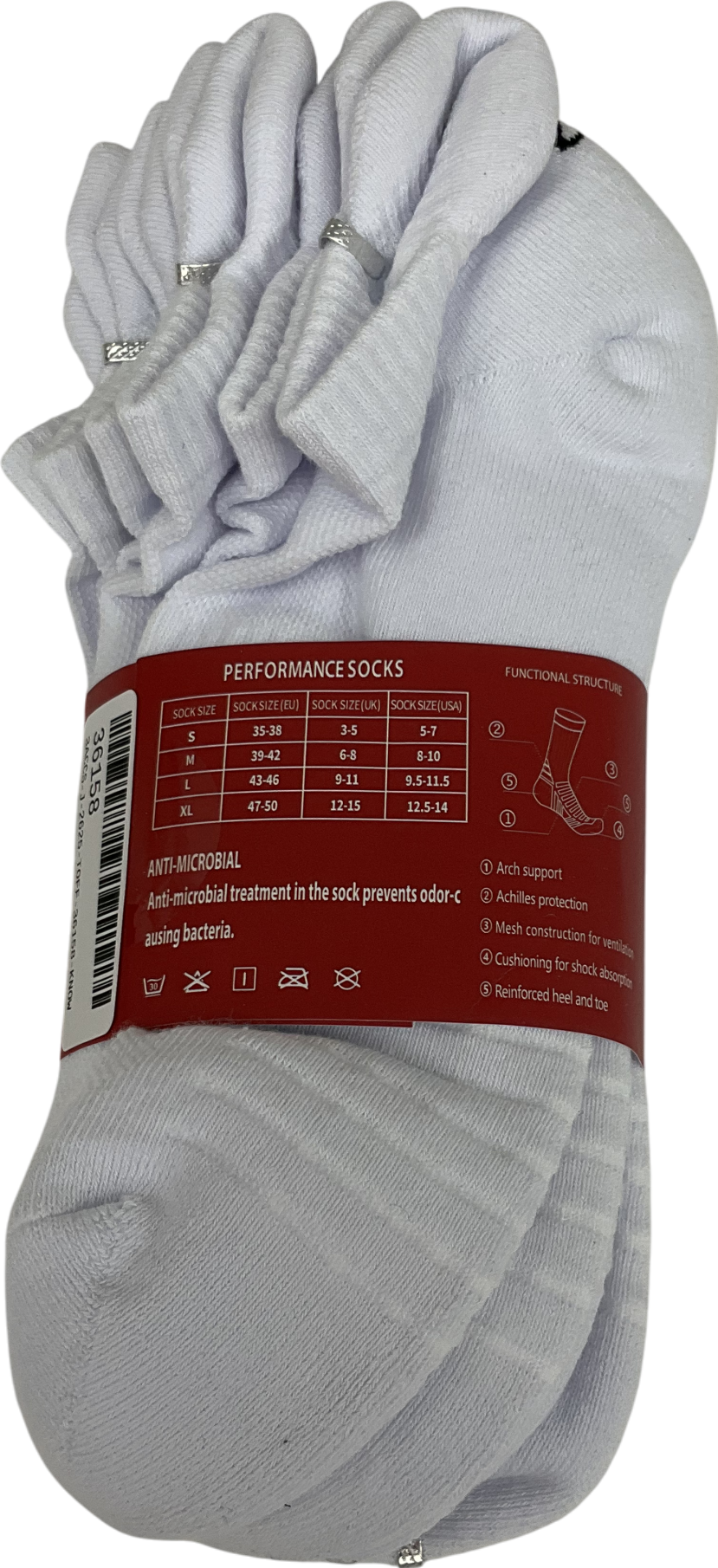 PERFORMANCE White Anti Microbial Performance Sock UK 12 EU 46 👞