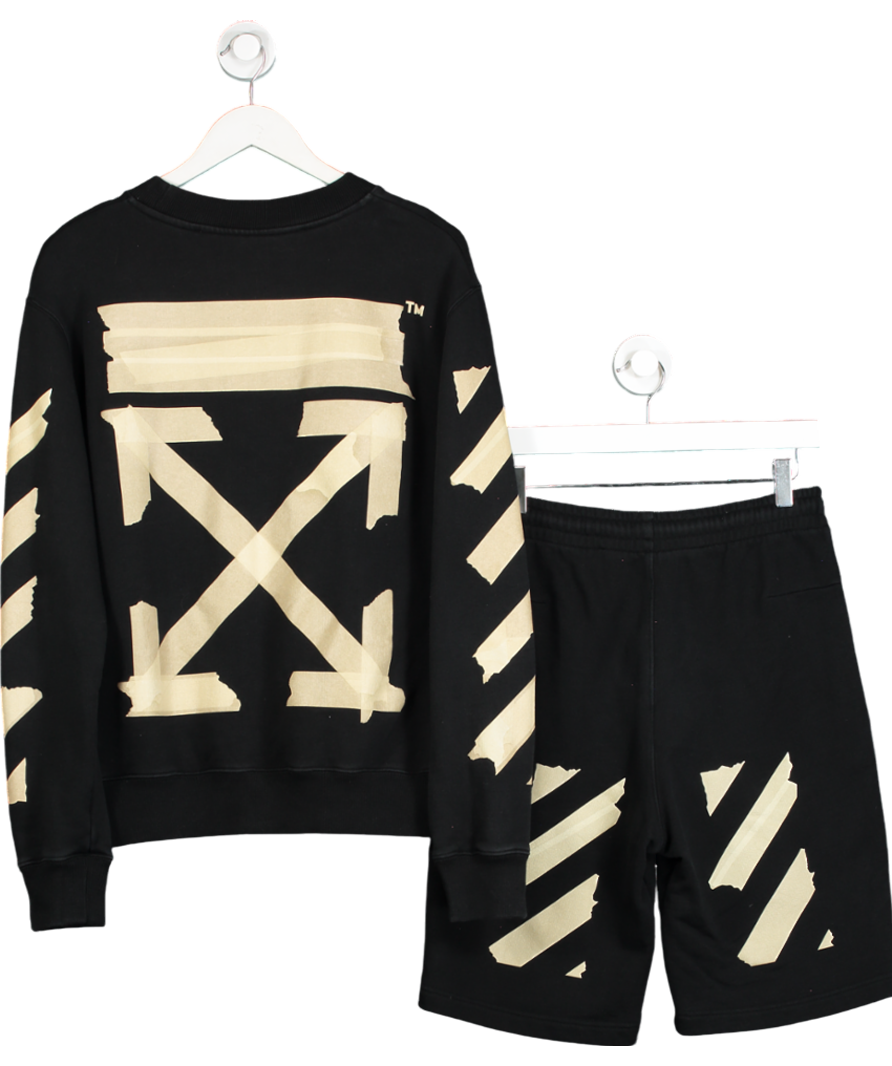 Off-White C/O Virgil Abloh Black Tape Arrows 2-piece Sweatshirt And Shorts Set UK S/M