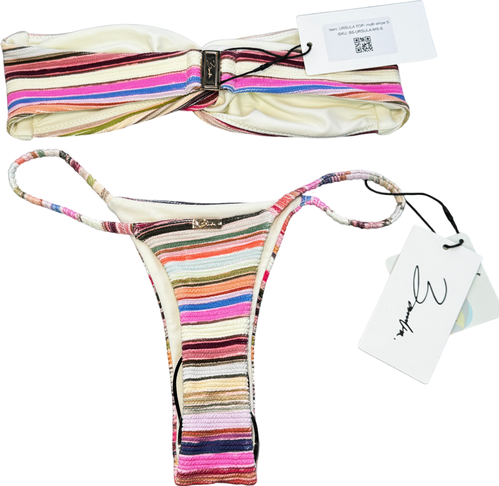Bamba Swim Multicoloured Multicoured Stripe Ursula/bahama 2-piece Thong Bikini Set UK S