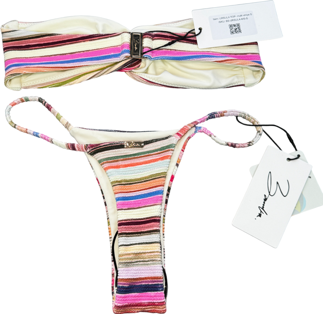 Bamba Swim Multicoloured Multicoured Stripe Ursula/bahama 2-piece Thong Bikini Set UK S