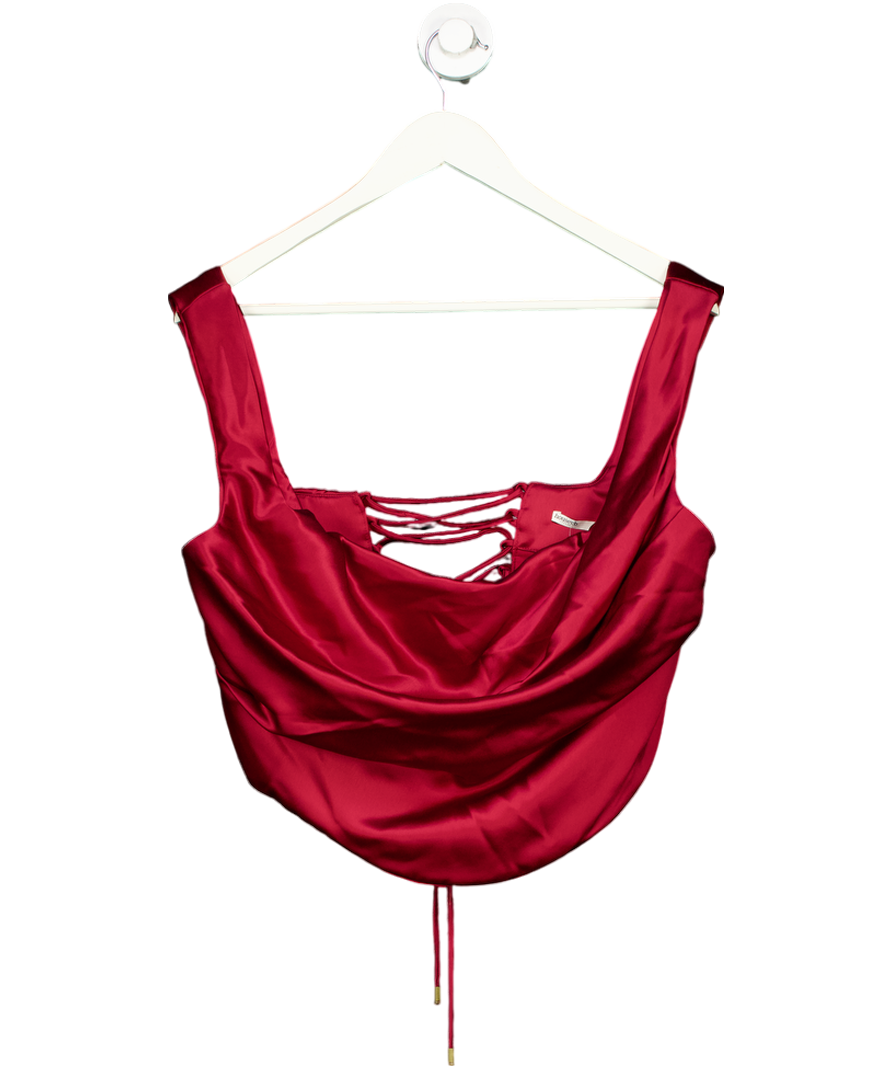 House of CB Red Satin Lace Back Corset UK L