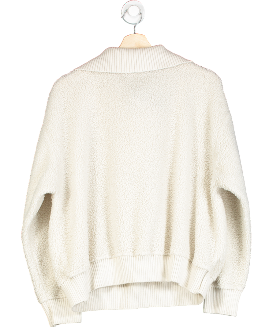 M&S White Wool Look Half Zip Jumper UK L