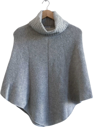The White Company Grey Light Grey100%  Cashmere Roll Neck Cape UK S/M