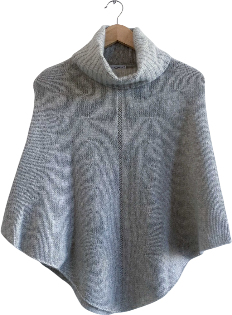 The White Company Grey Light Grey100%  Cashmere Roll Neck Cape UK S/M