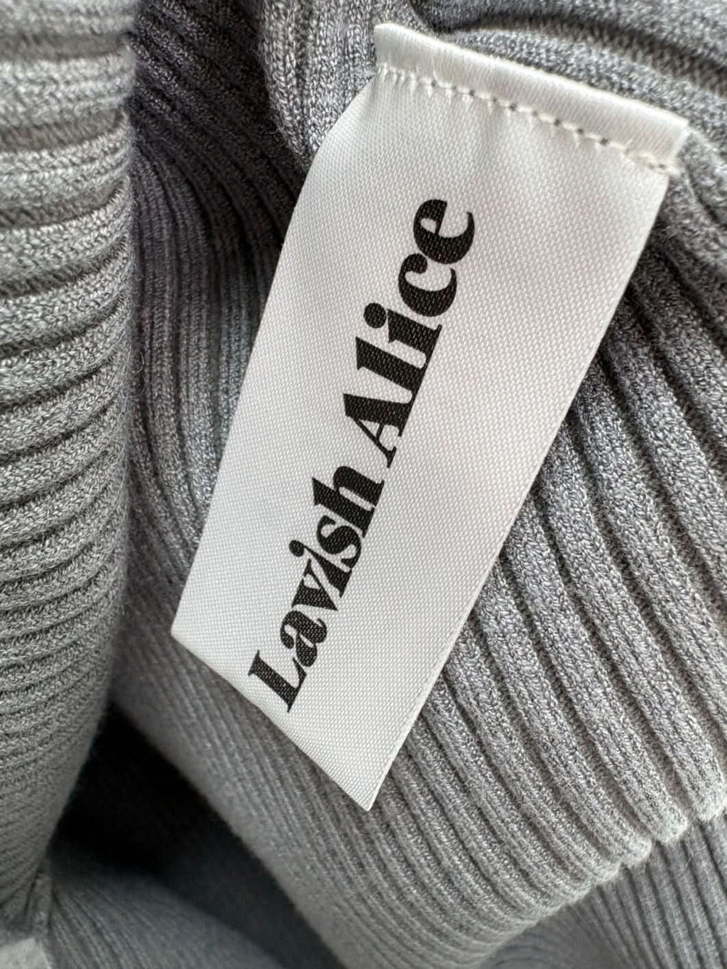 Lavish Alice Grey Romi Knitted Ribbed Open Back Midi Dress UK XS