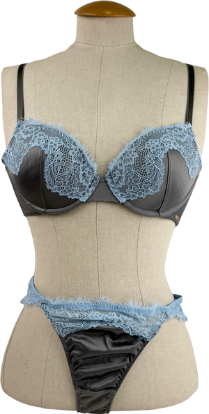 Savage X fenty Grey And Blue Lace Underwear Set UK 10