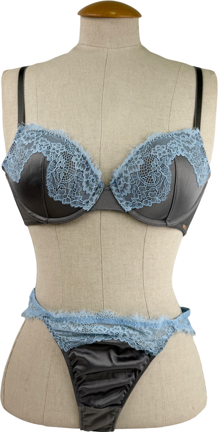 Savage X fenty Grey And Blue Lace Underwear Set UK 10