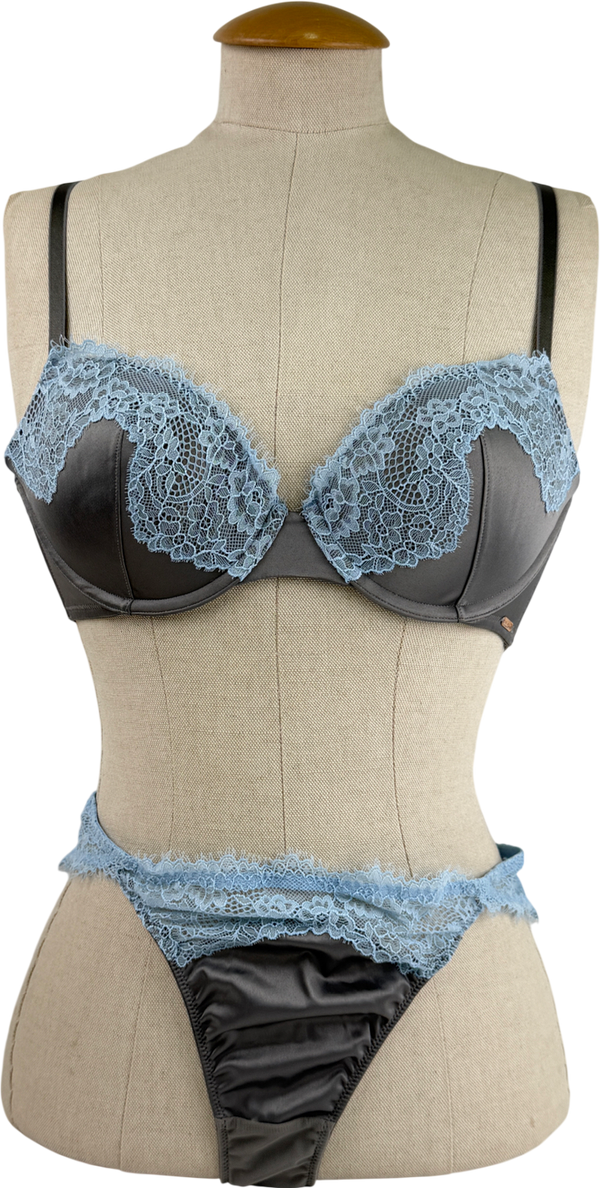 Savage X fenty Grey And Blue Lace Underwear Set UK 10