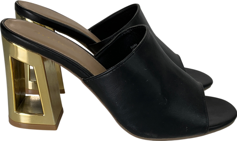 shoe dazzle Black Gold Block Heels UK 7 EU 40 👠