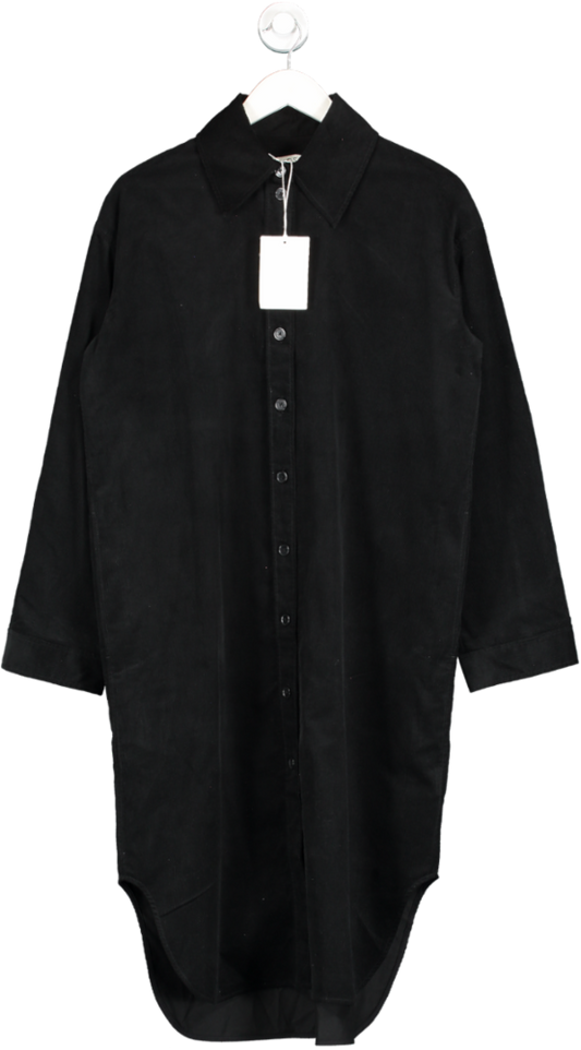cos Black Corduroy Midi Shirt Dress UK 8