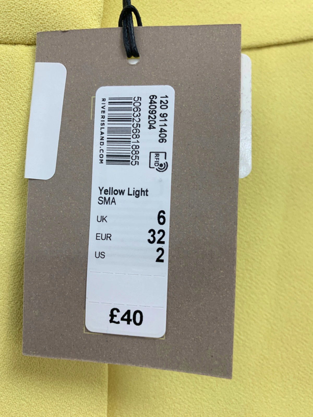 River Island Yellow Light SMA Trousers UK 6