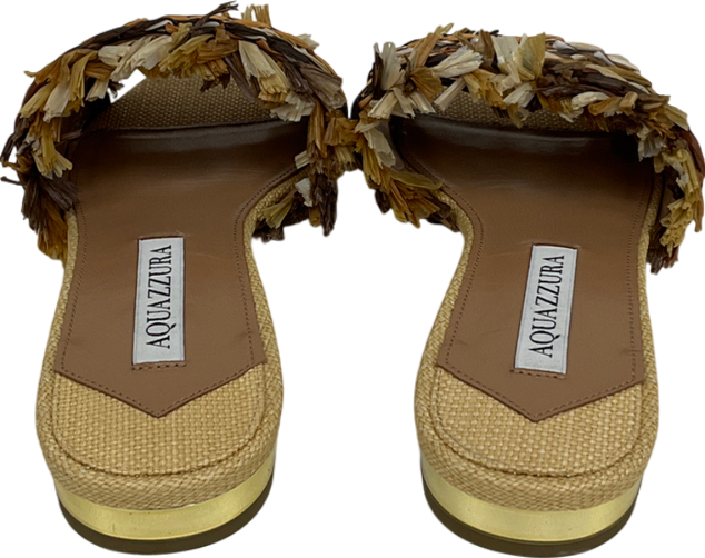 Aquazzura Brown Woven Raffia Sandal UK 3 EU 36 👠