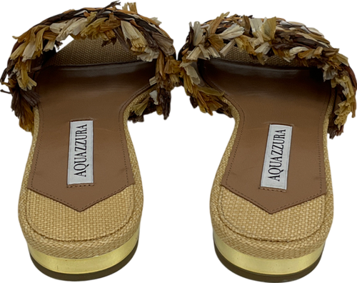 Aquazzura Brown Woven Raffia Sandal UK 3 EU 36