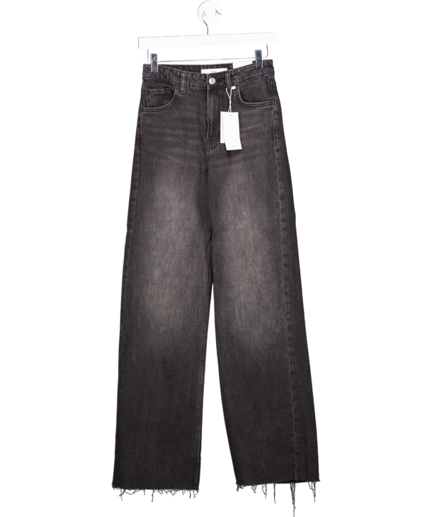 MANGO Black Wash High Waist Wide Leg Jeans UK 4