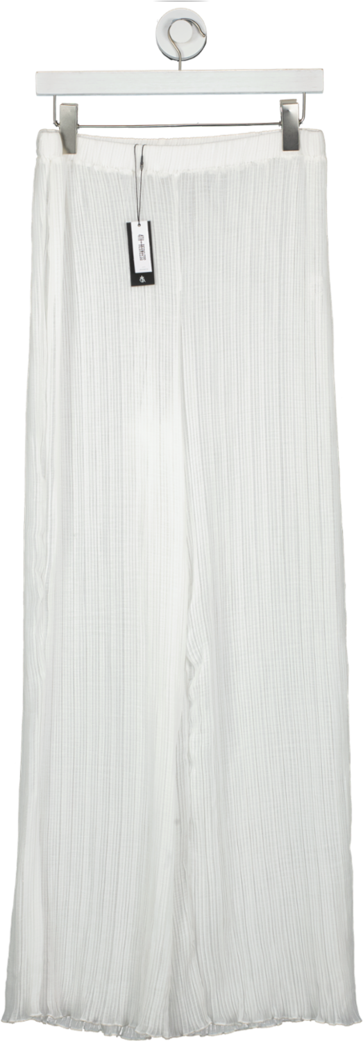 4th & Reckless White Relaxed Plisse Trouser UK 10