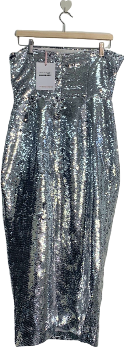 True Decadence Silver Sequin Dress UK 12