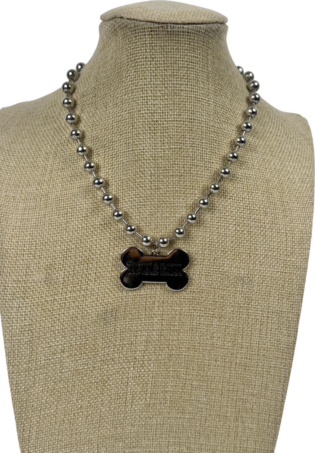 Dolls Kill Metallic Dog Bone Ball Chain Necklace