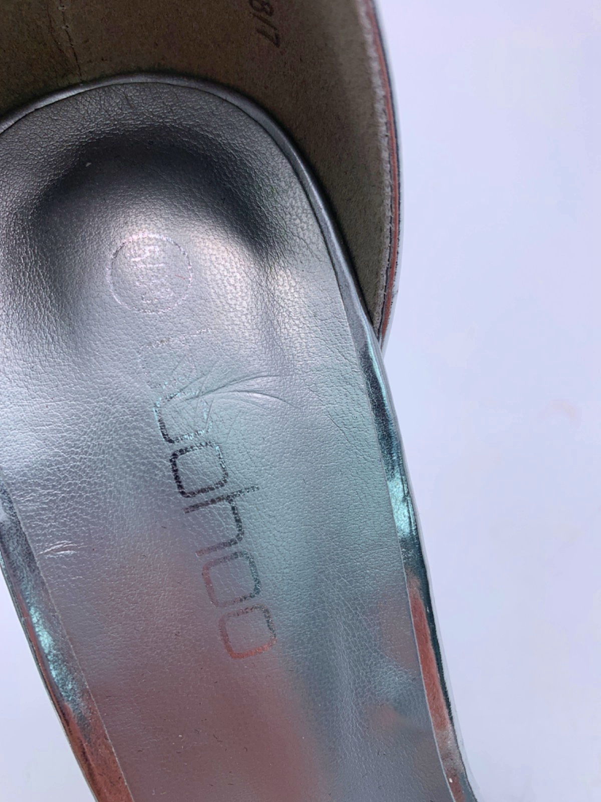 Boohoo Silver Metallic Block Heel Sandals 6.5