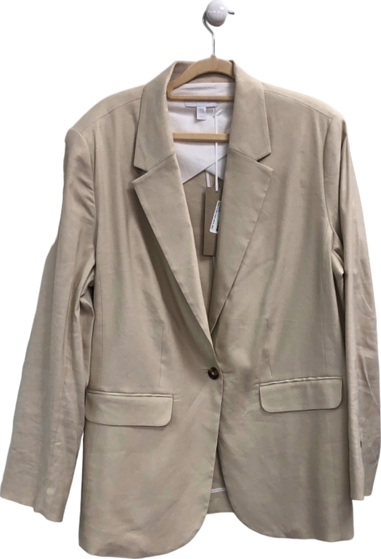 The White Company Beige Linen Blend Relaxed Blazer UK 14