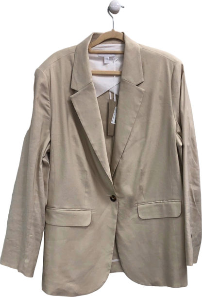 The White Company Beige Linen Blend Relaxed Blazer UK 14