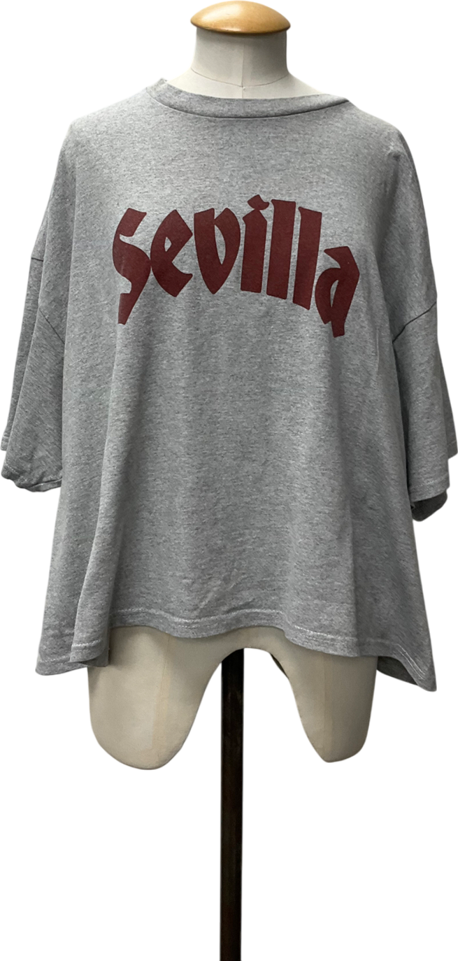 ASOS Cropped Oversized T-shirt With Sevilla Front Print In Grey Marl UK L