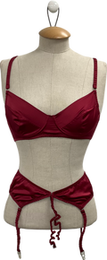 Identity Lingerie Red Upcycled  Bra And Suspenders UK 32C