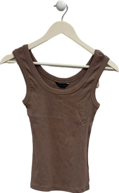 New Look Brown Wide Trim Top UK 6