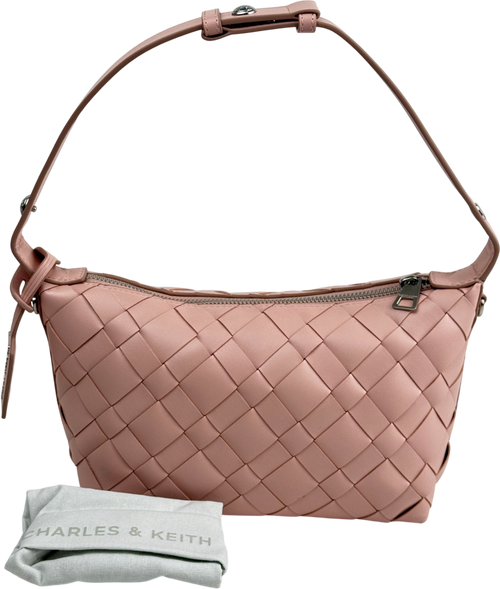 CHARLES & KEITH Ivette Woven Shoulder Bag - Light Pink