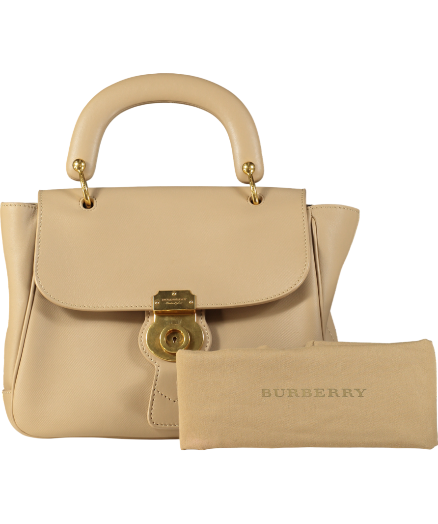 Burberry Beige Leather Dk88 Medium Top Handle Bag