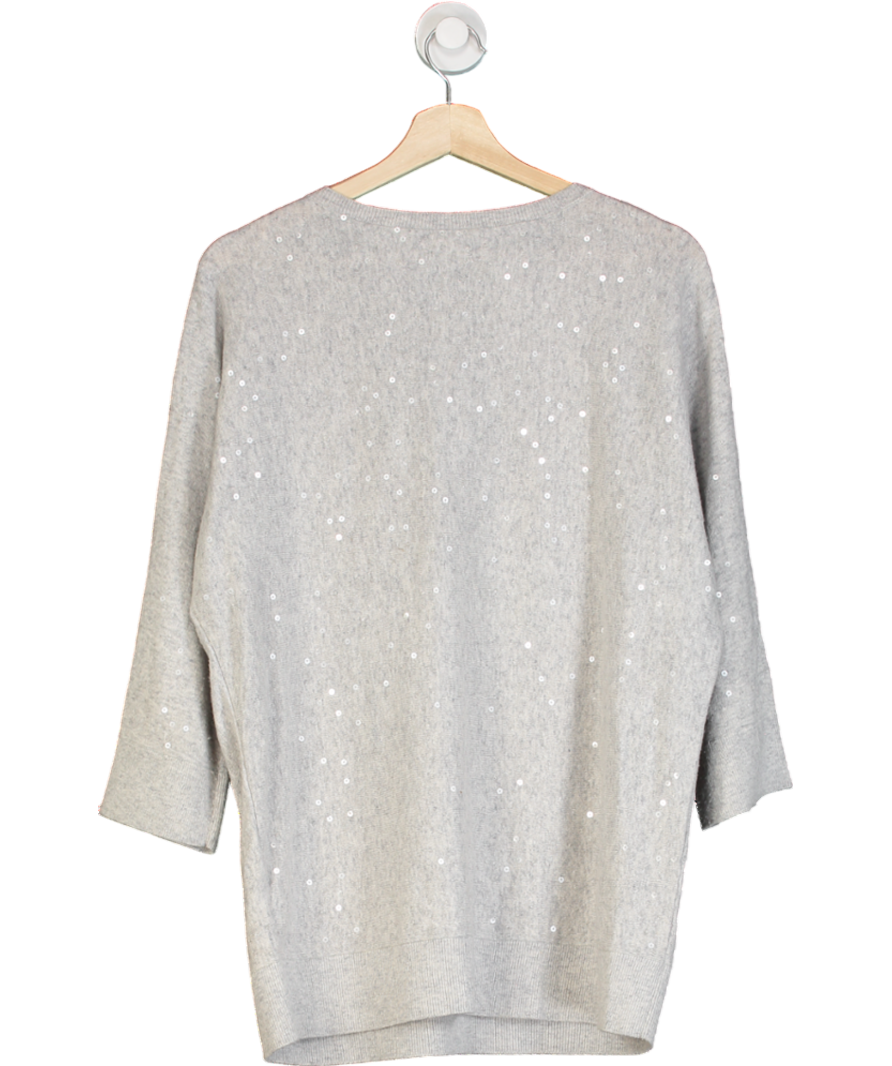 Hobbs Grey Sequin Detail Short Sleeve Jumper UK L